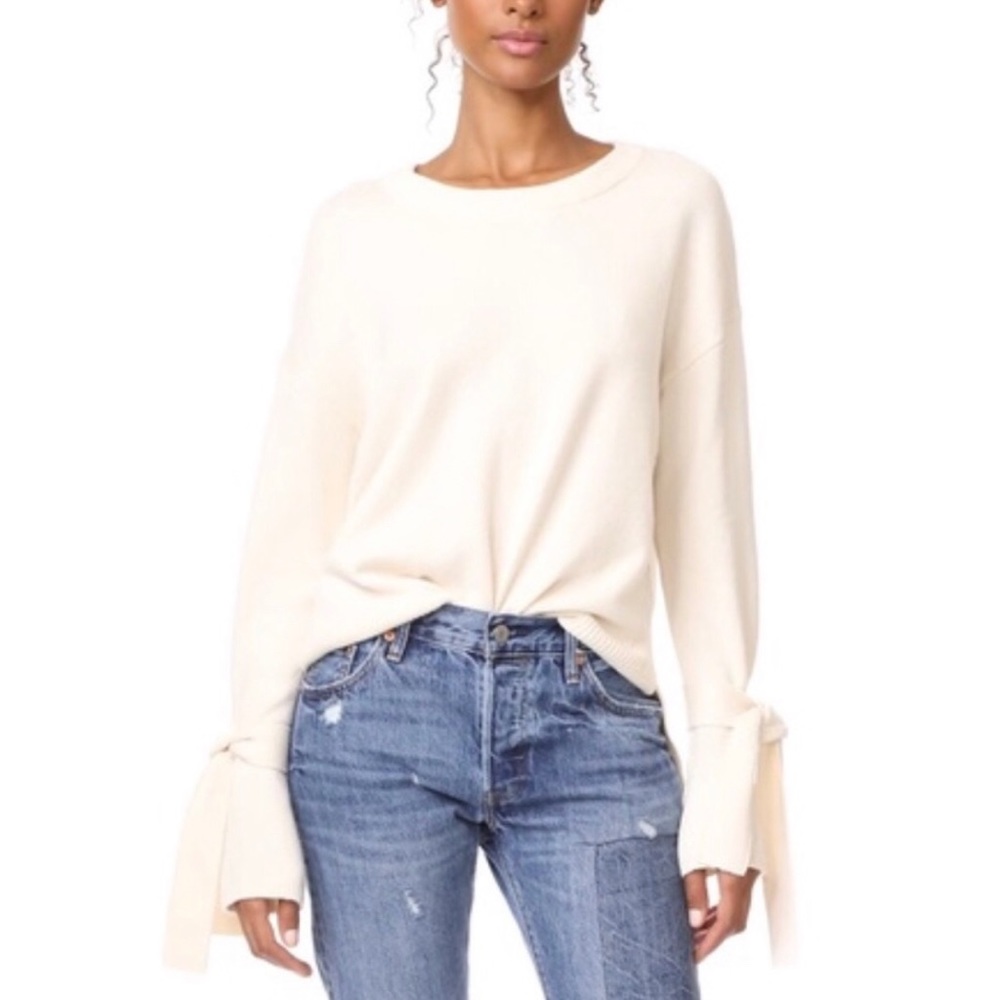 Madewell Tie Cuff Sweater in Cream